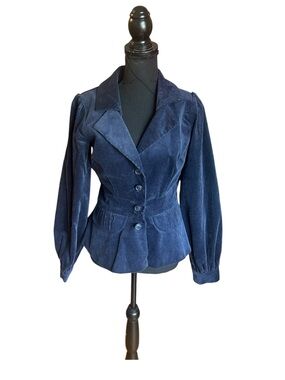 Collectif Vintage Women's Navy Corduroy Peplum Jacket